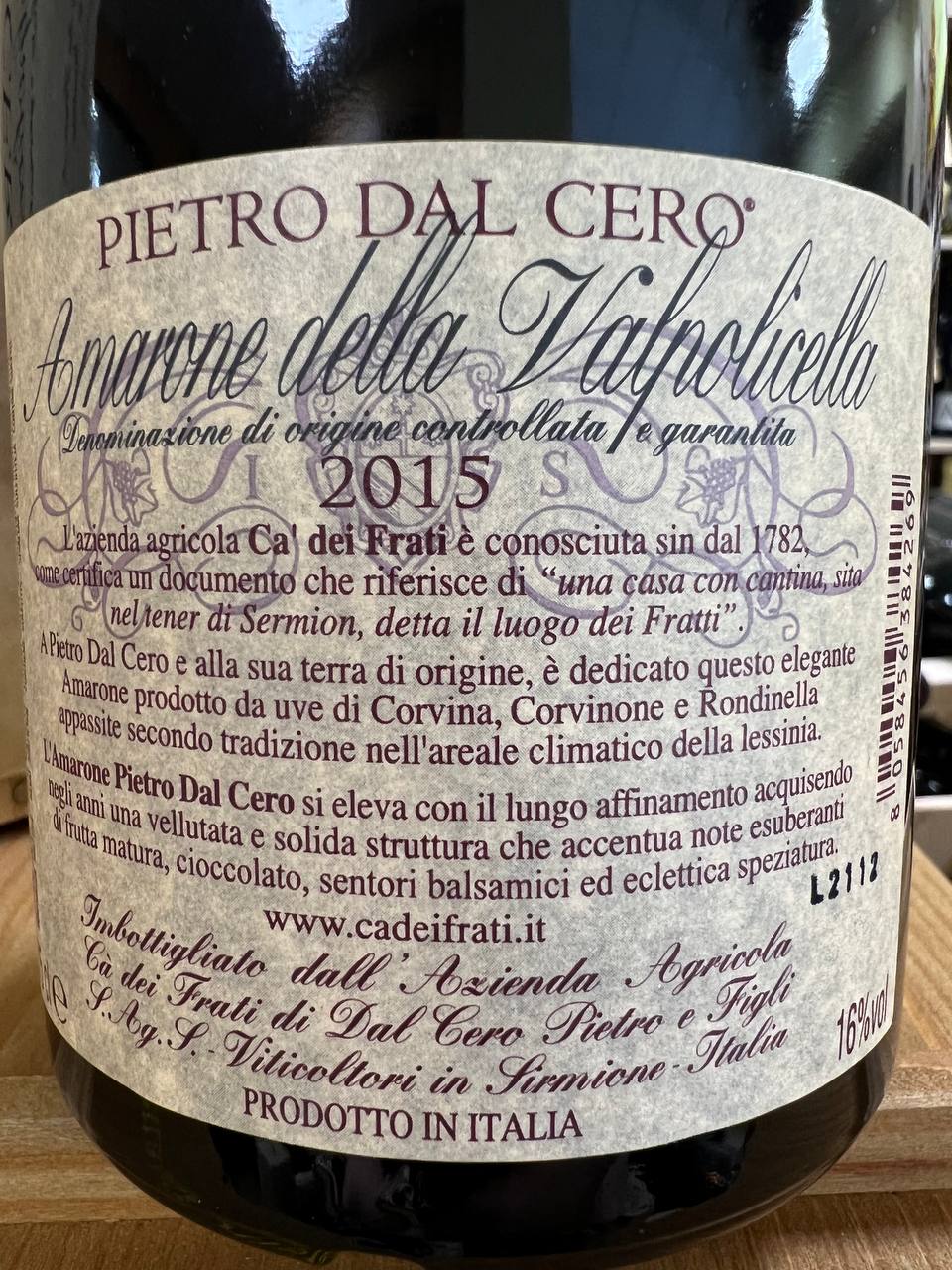 Pietro Dal Cero Amarone Della Valpolicella 2015 (cassetta di legno)