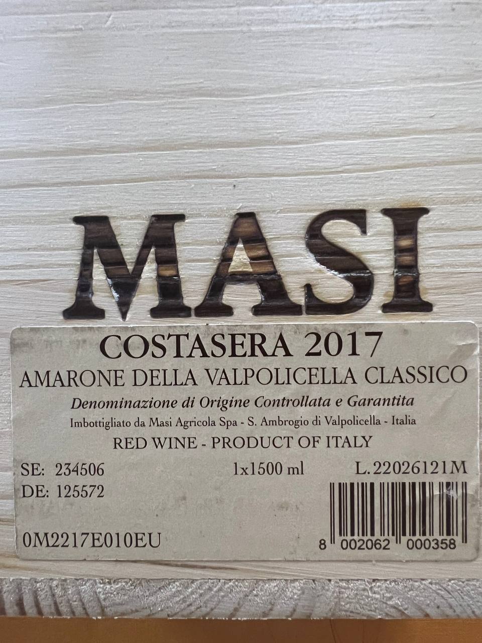 Amarone Classico Masi Magnum Costasera 2017 (cassa legno)