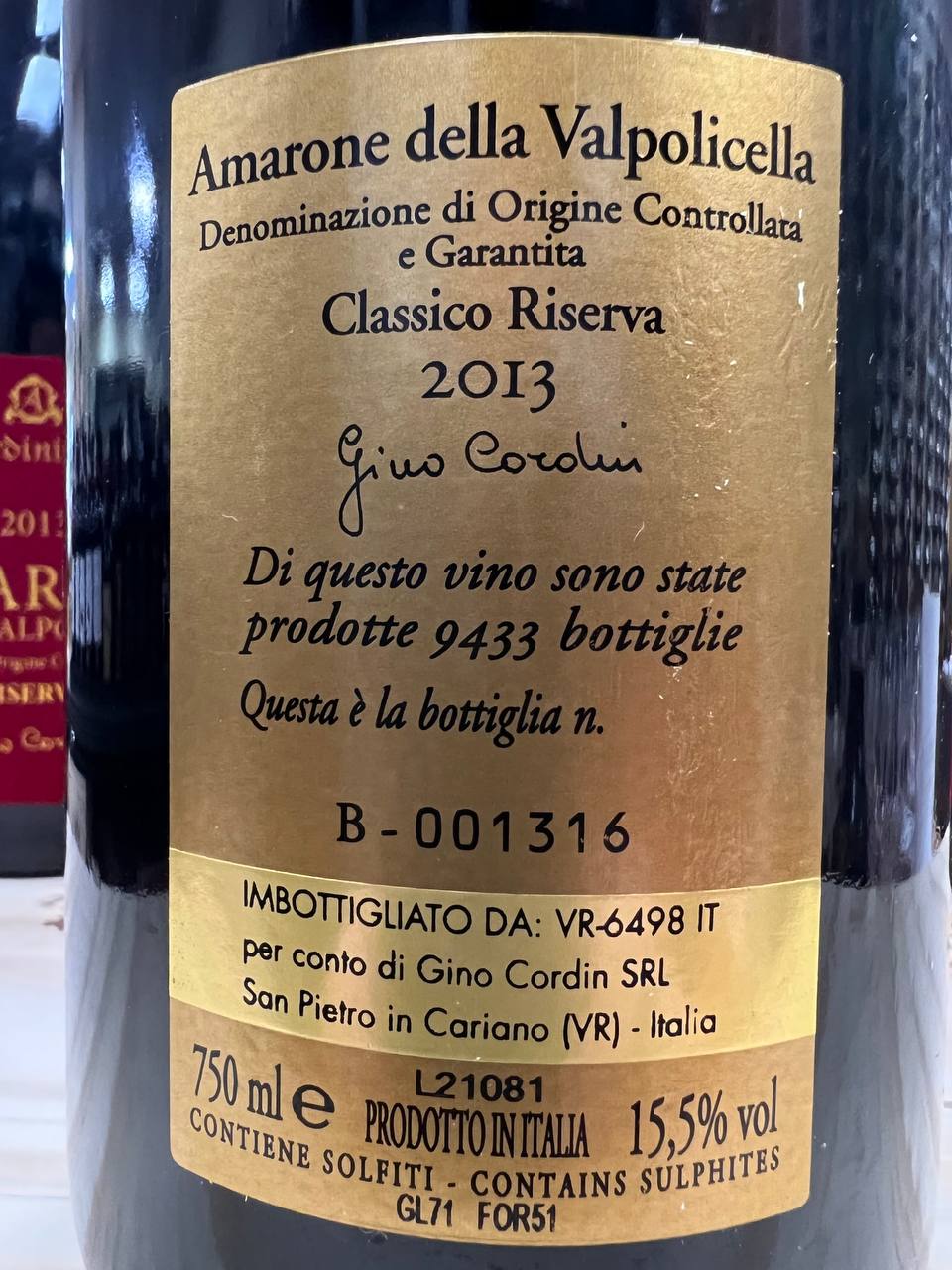 Amarone Della Valpolicella Riserva 2013 - Gino Cordin