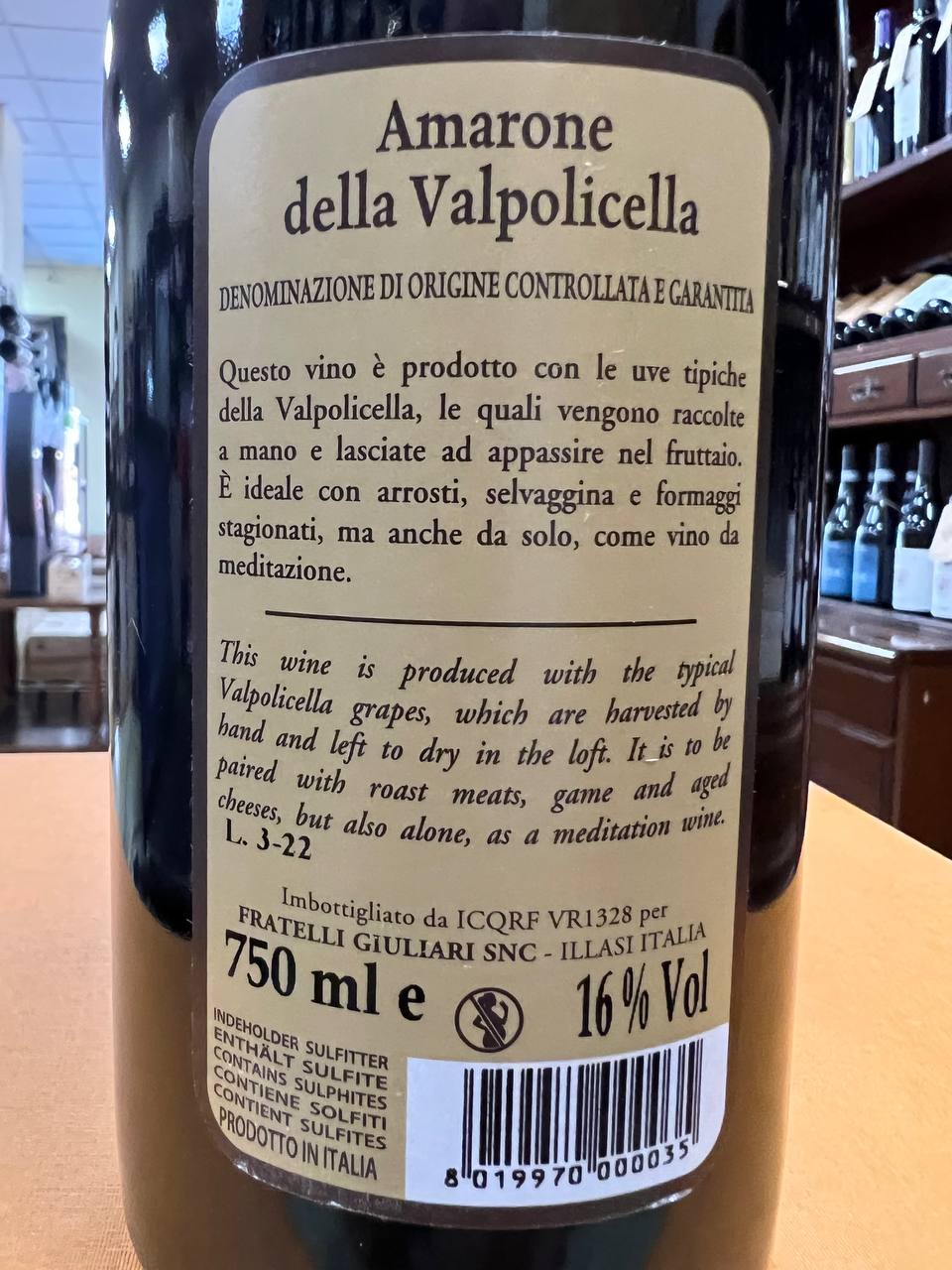 Amarone della Valpolicella La Piccola Botte 2017