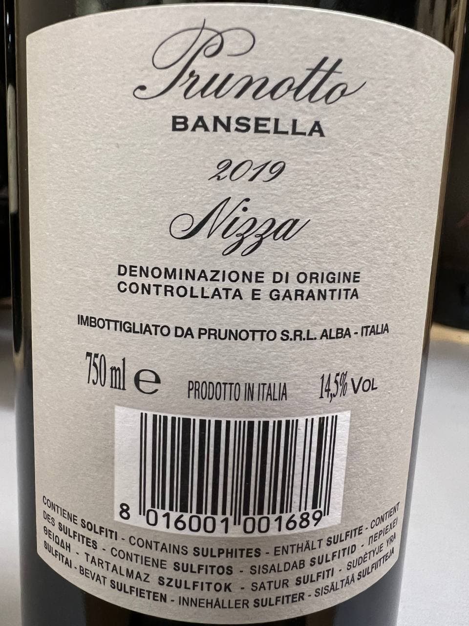 Barbera D'Asti Bansella Nizza 2019 -  Prunotto
