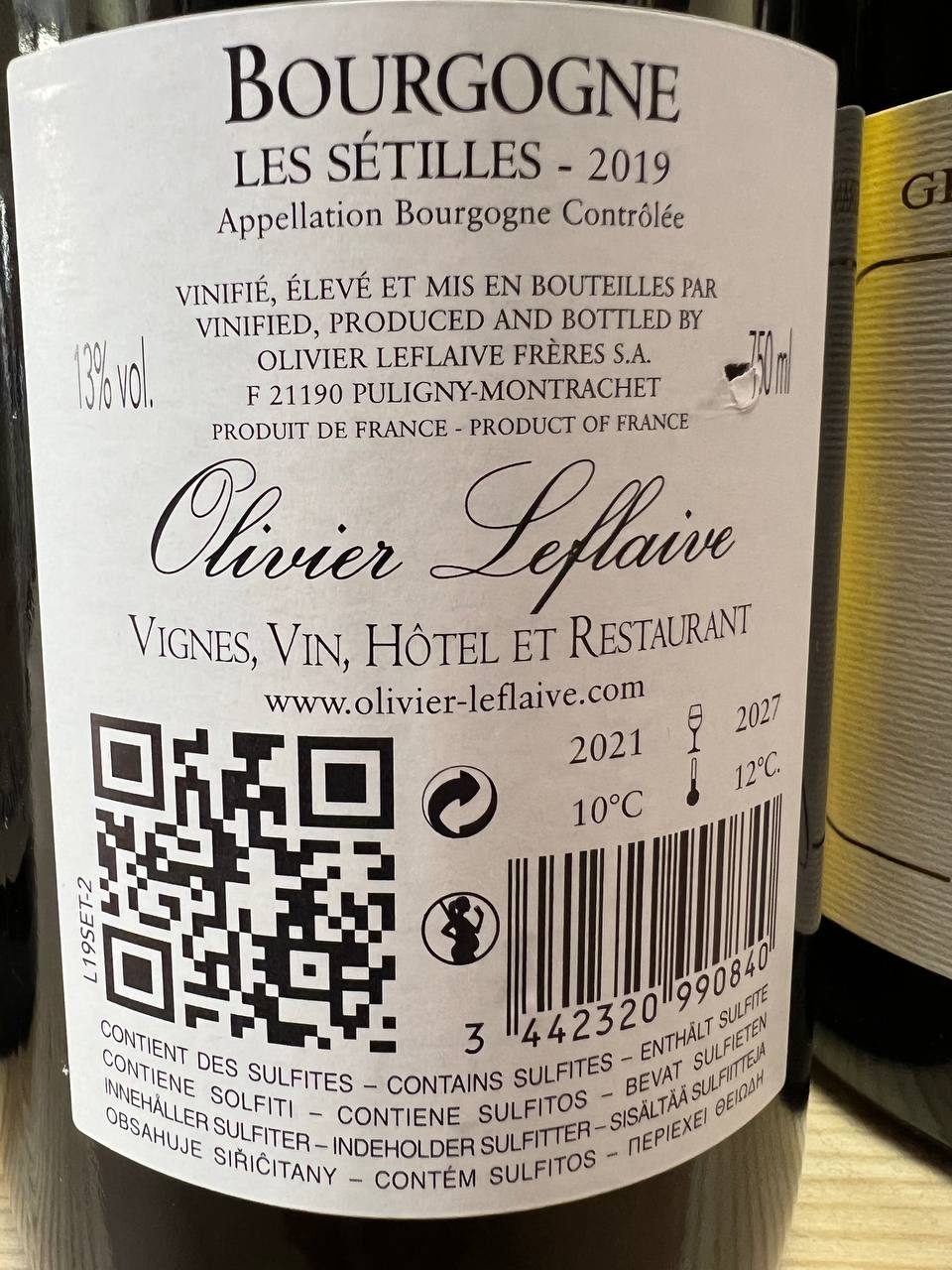 Bourgogne Les Sétilles 2019 Olivier Leflaive
