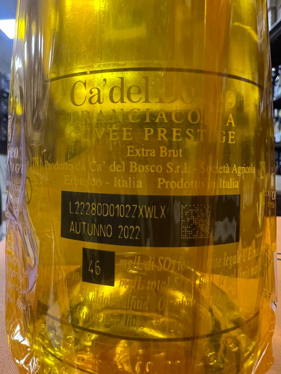 Franciacorta Cà del Bosco mezza bottiglia Cuvée Prestige 46° edizione