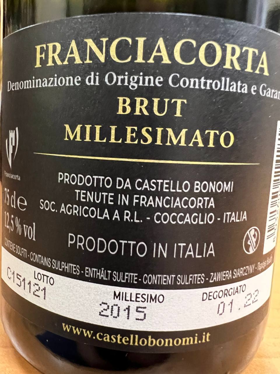 Cru Perdu Franciacorta  Millesimato 2015 Castello Bonomi