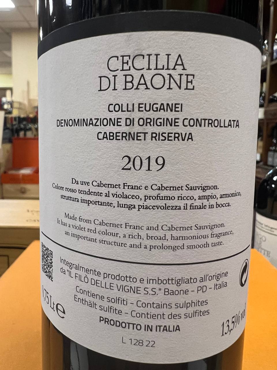 Cecilia di Baone 2019 Cabernet Riserva DOC Colli Euganei