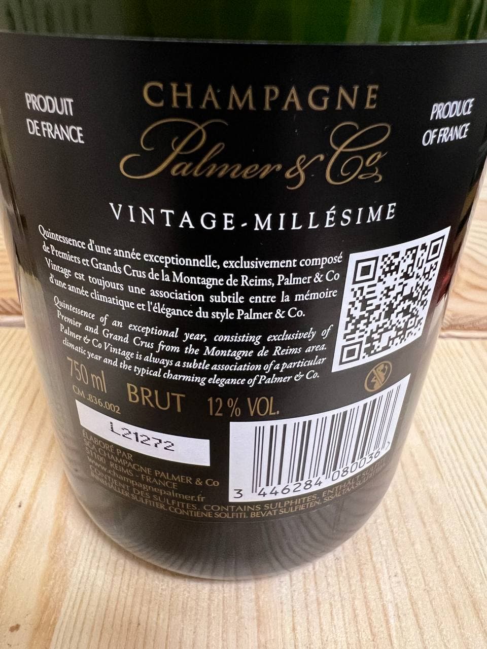 Champagne Palmer & Co Vintage 2015 Millesimé