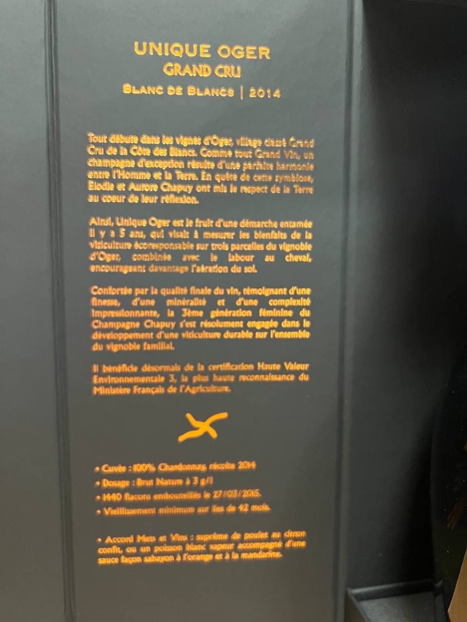 Champagne Chapuy Unica Oger Grand Cru