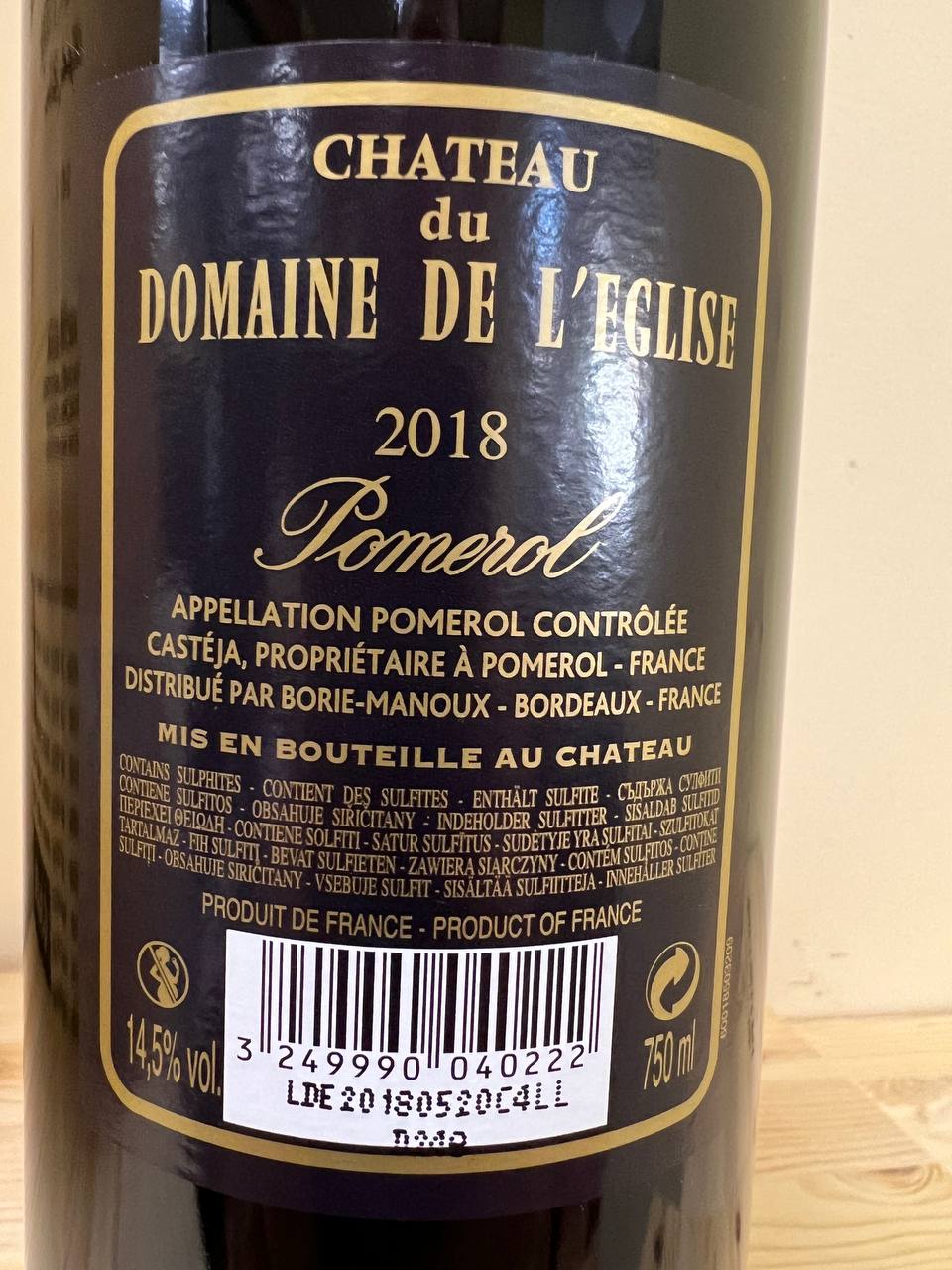 Château du Domaine de l'Eglise 2018 Pomerol