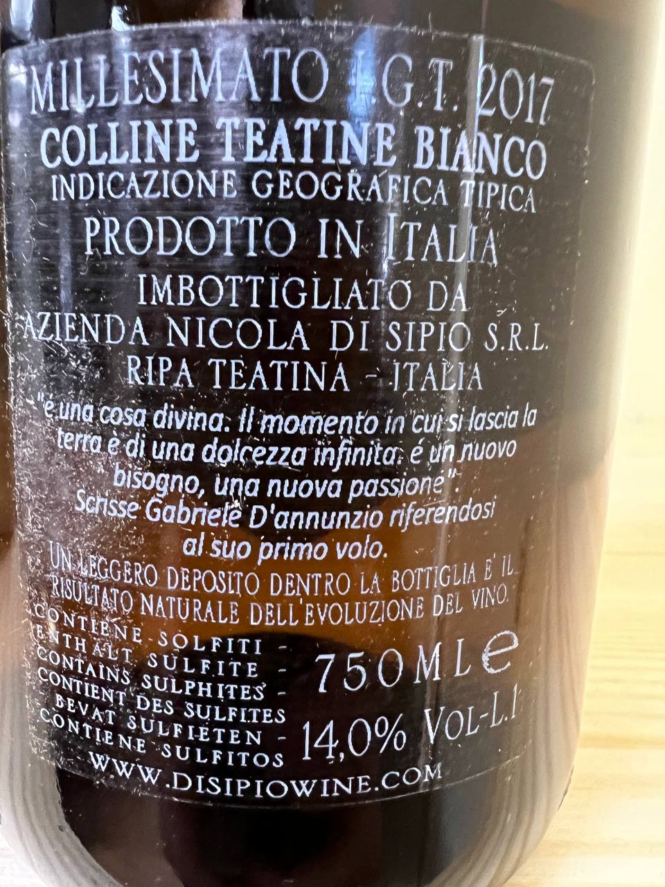 Di Sipio Bianco Colli Teatine Millesimato 2017