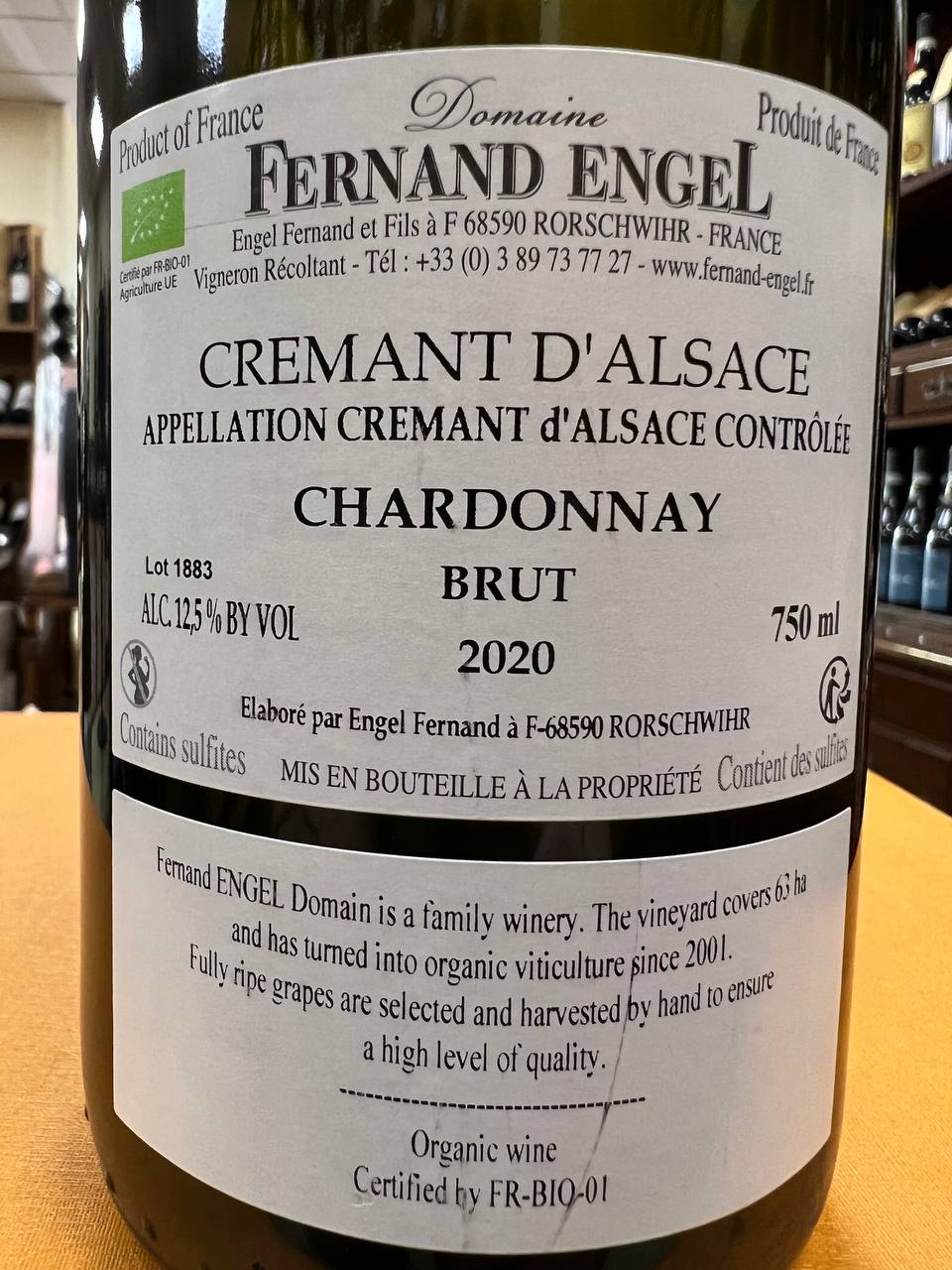 Fernand Engel Cremant D'Alsace Chardonnay Bio Brut 2020