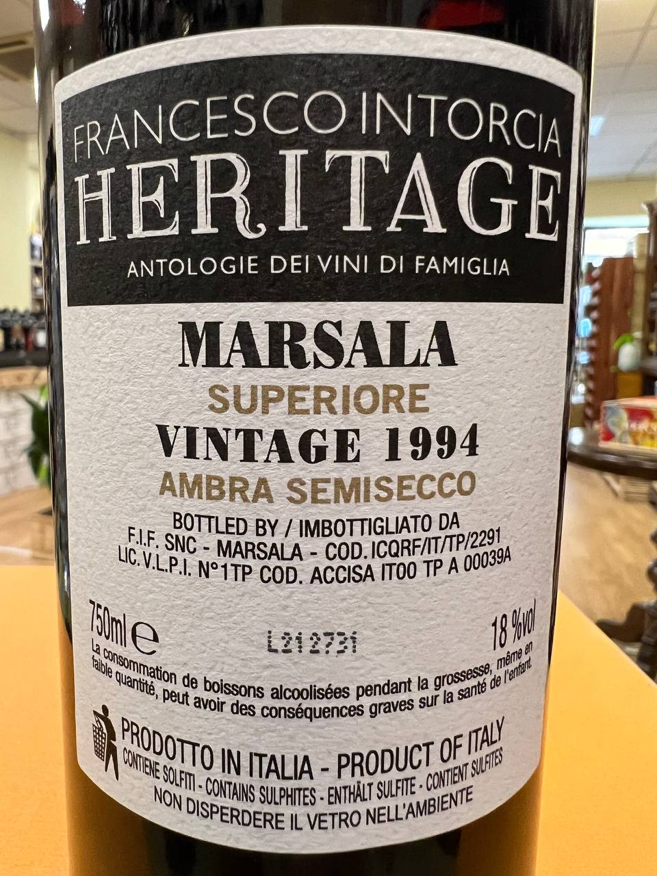 Francesco Intorcia Marsala Vintage 1994 Superiore Ambra Semisecco