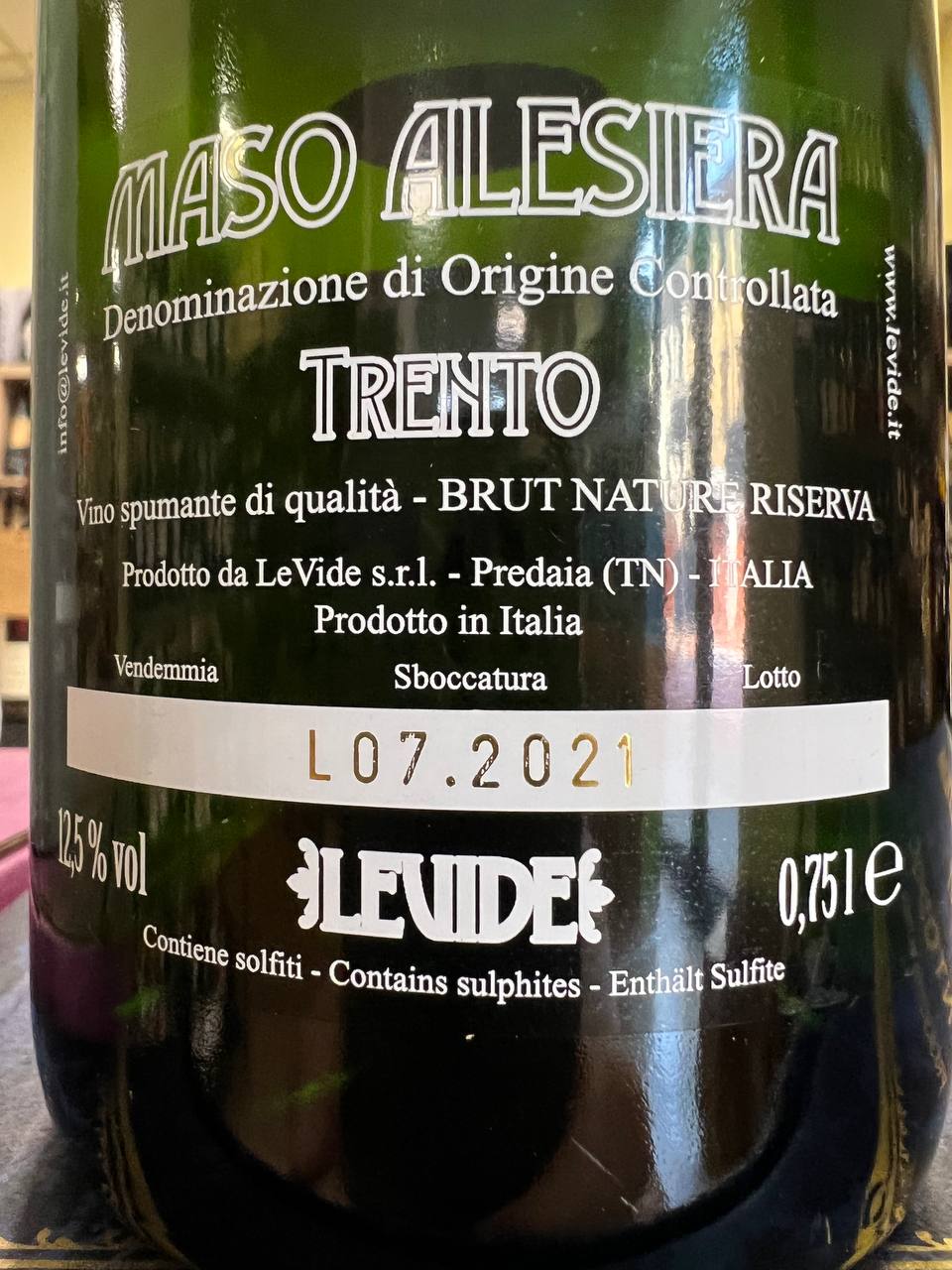 LeVide Maso Alesiera Brut Nature Riserva 2016