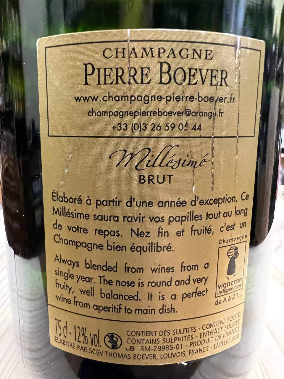 Pierre Boever  Brut Carte d'Or Millesime 2013 Champagne Grand Cru