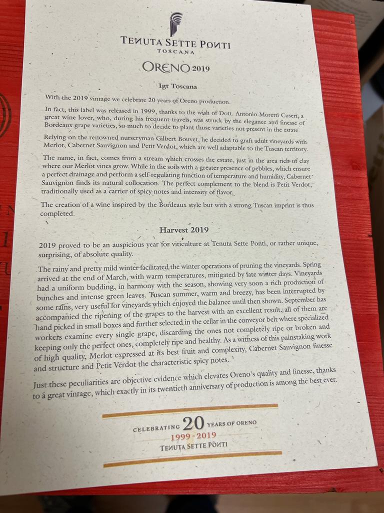 Oreno 2019 Tenuta Sette Ponti