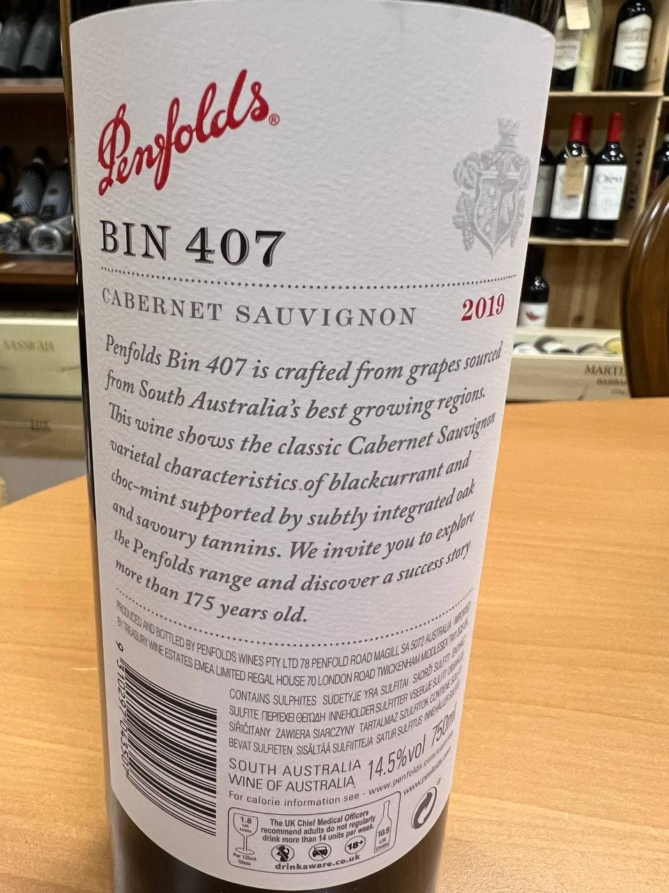 Penfolds  Bin 407 - Cabernet Sauvignon 2019