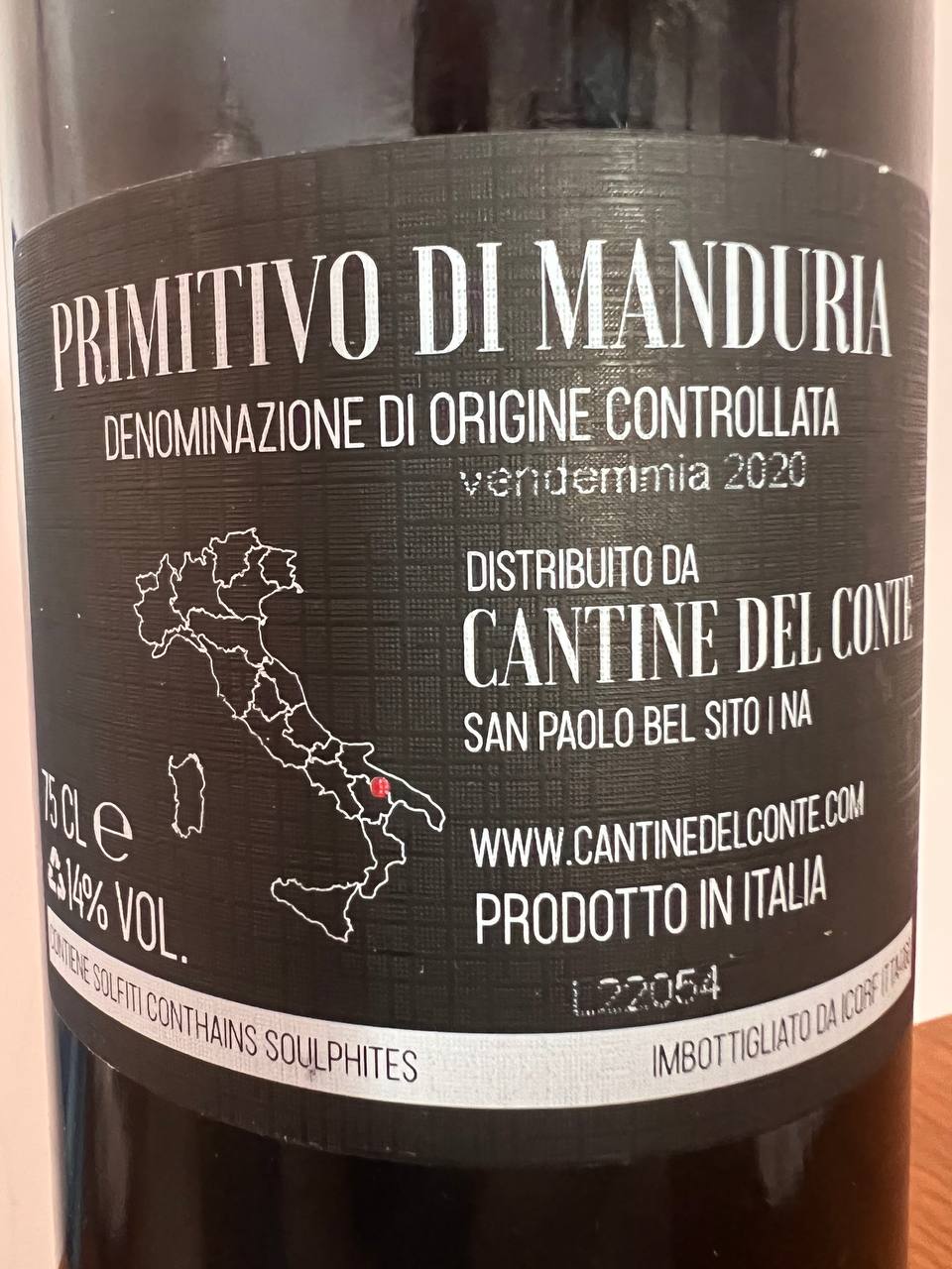 Cantine Del Conte Primitivo di Manduria 2020