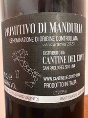 Cantine Del Conte Primitivo di Manduria 2020