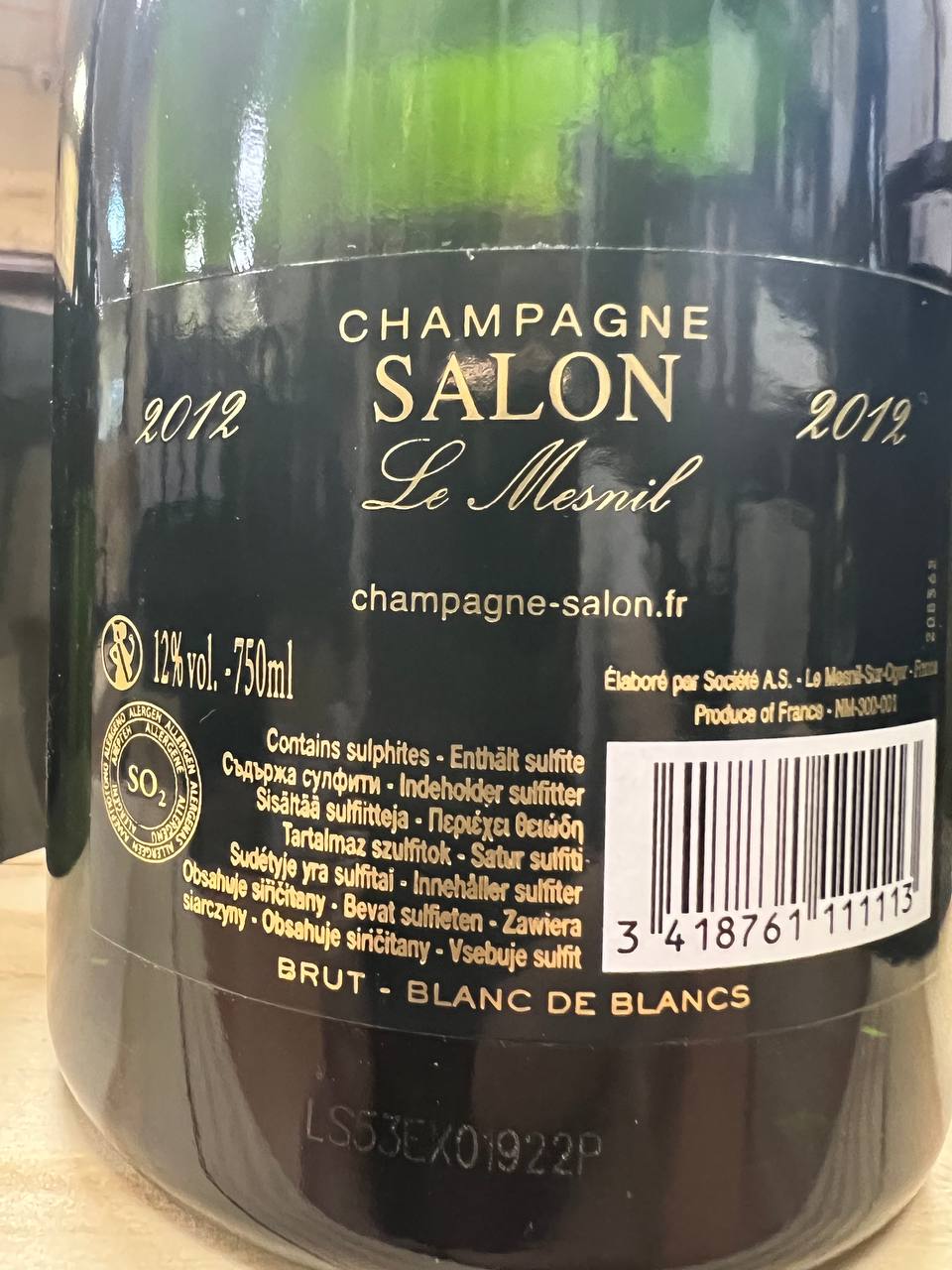 Champagne Salon  Le Mesnil 2012 Blanc de Blanc