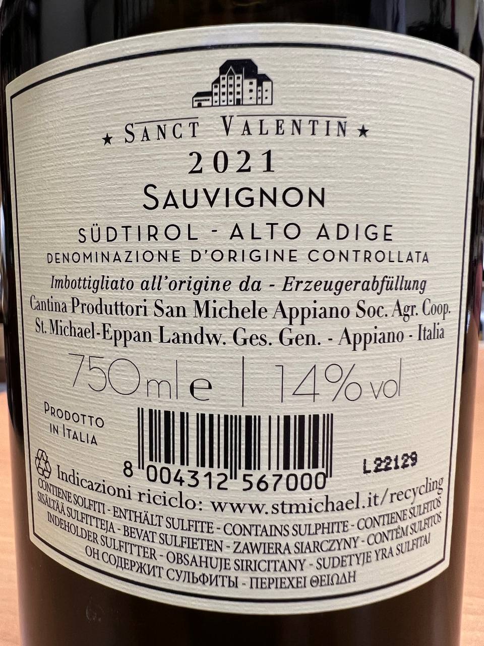 Sauvignon Sanct Valentin 2021 St. Michael Eppan