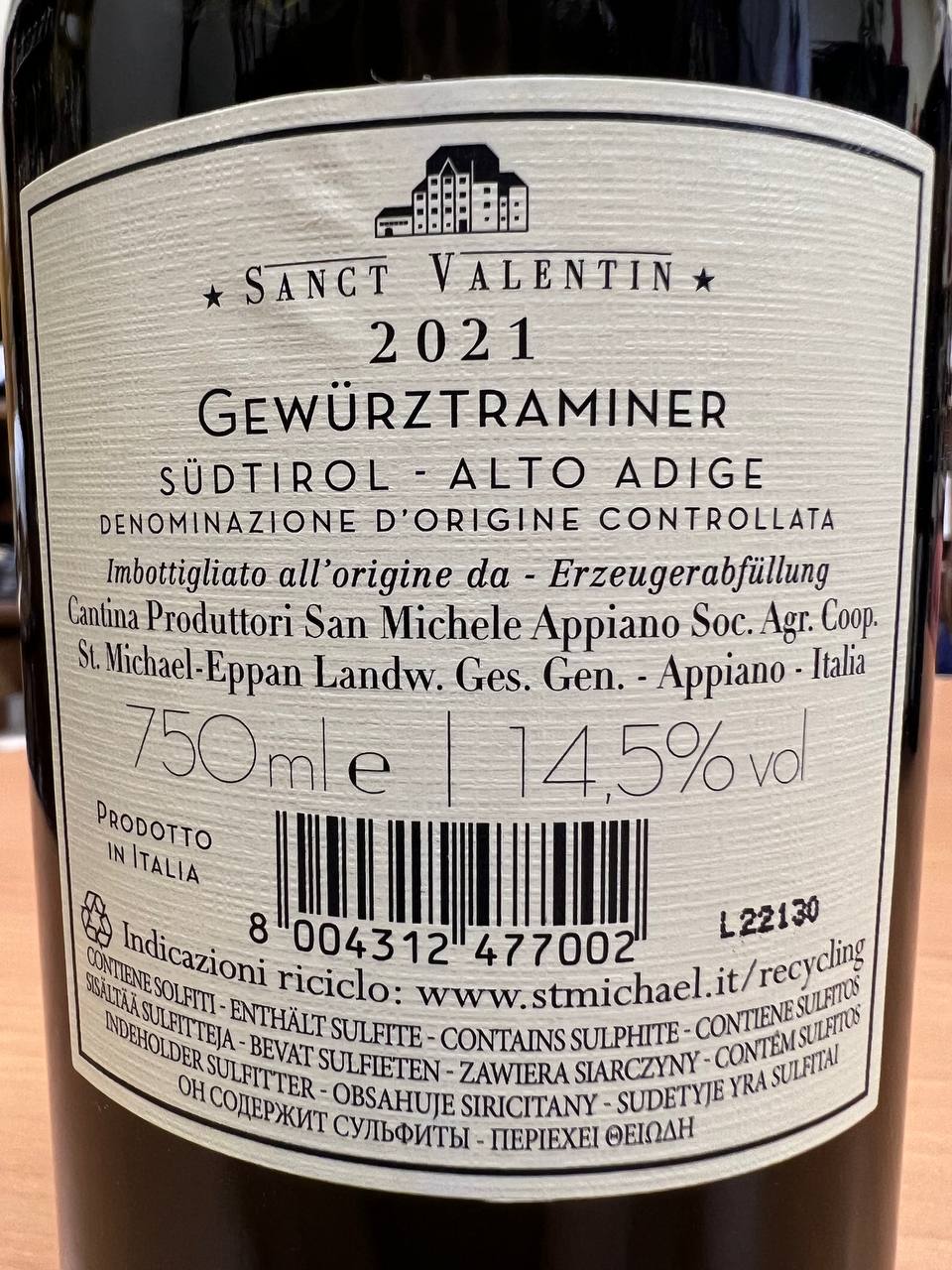 Gewürztraminer Sanct Valentin 2021 St. Michael Eppan