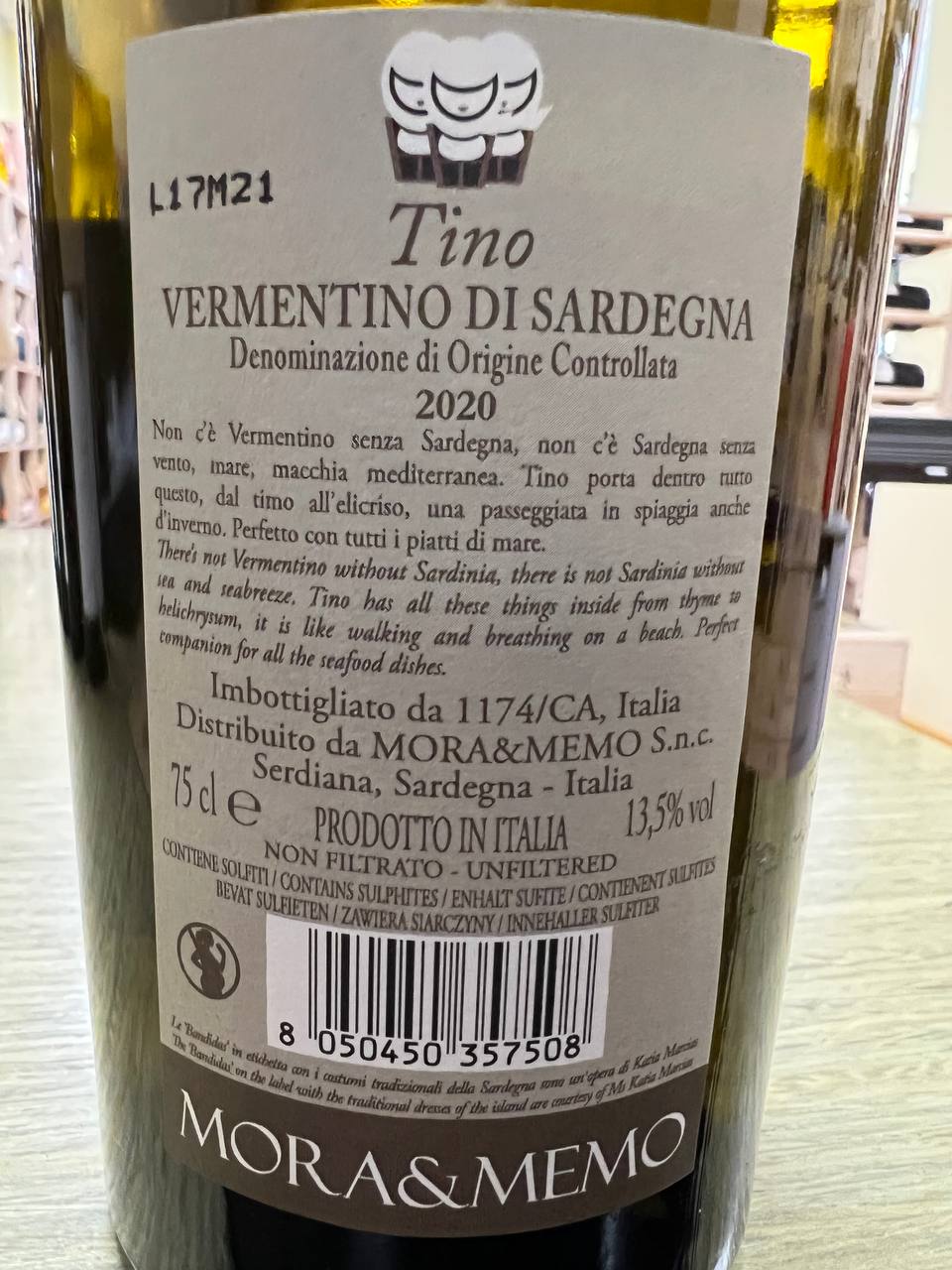 Vermentino di Sardegna Tino 2020 Mora&Memo