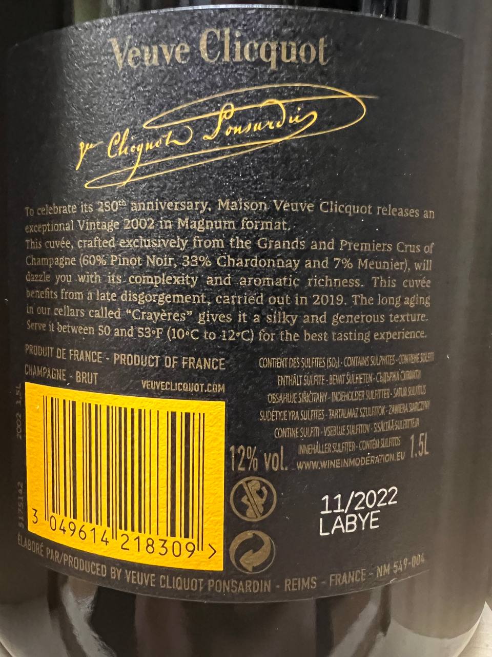 Veuve Clicquot Vintage 2002 Magnum - Anniversary (250° anno)