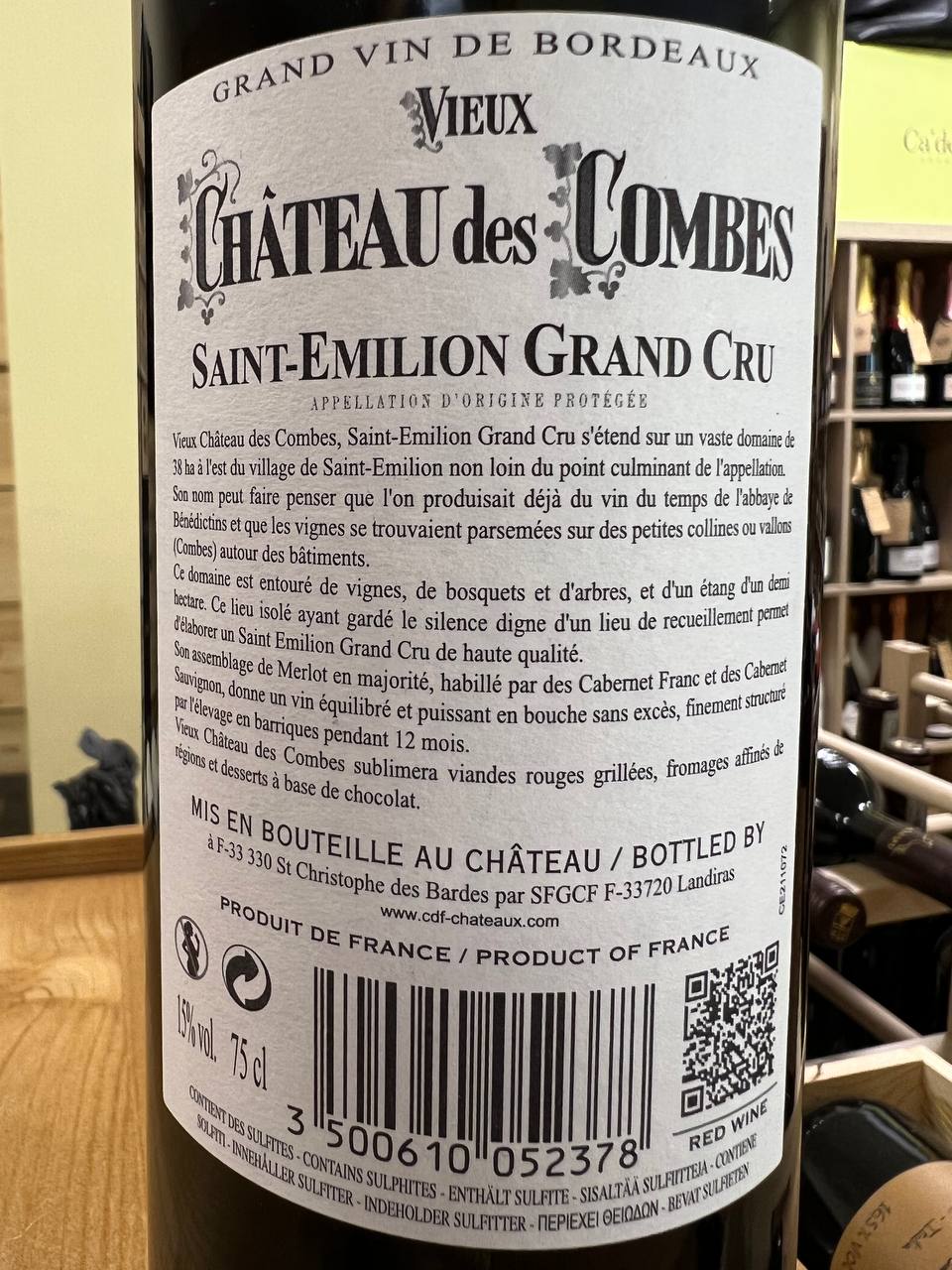 Vieux Chateau Des Combes 2018 Saint Emilion