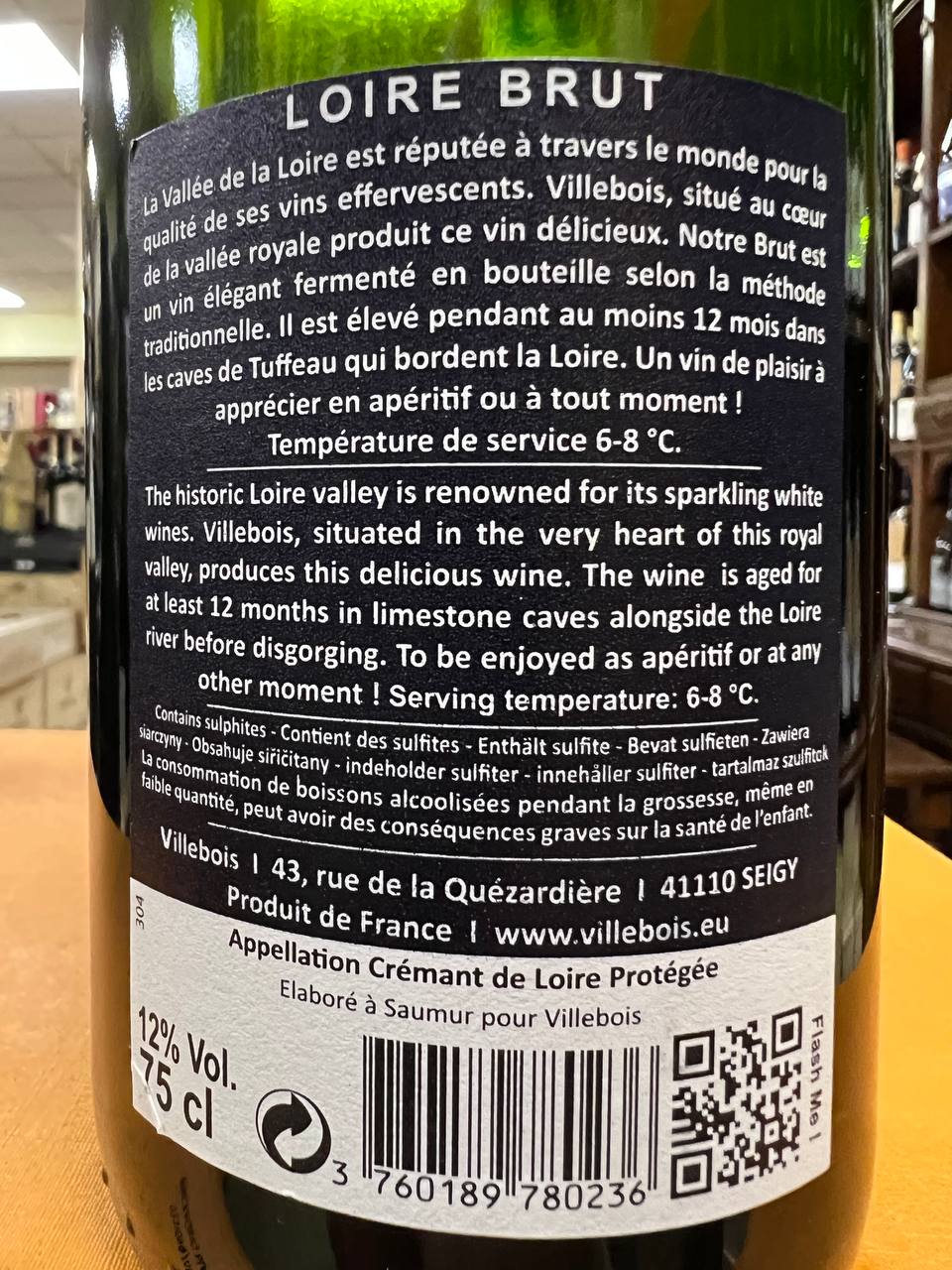 Villebois Brut Cremant de Loire Blanc